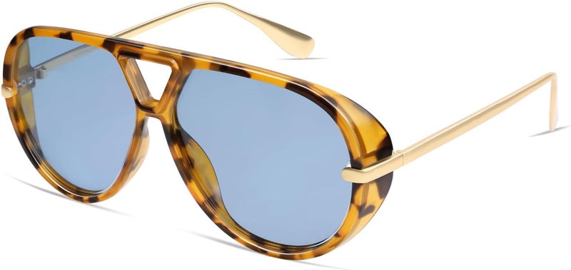 VANLINKER Oversized Trendy Polarized Aviator Sunglasses for Women Men Retro Round Sunglasses Vintage Shield Shades VL9798 - Image 3